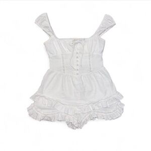 Urban Outfitters White Ruffled Romper